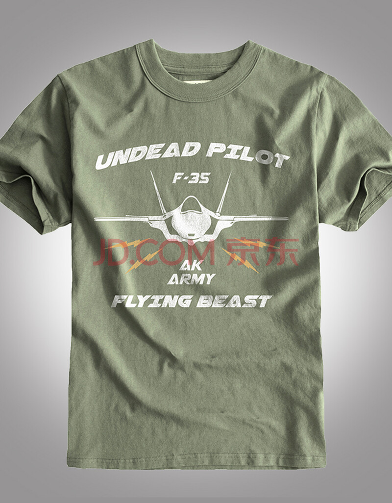 ak army 2021新款军事复古f-35战斗机印花短袖t恤男休闲圆领t恤衫 军