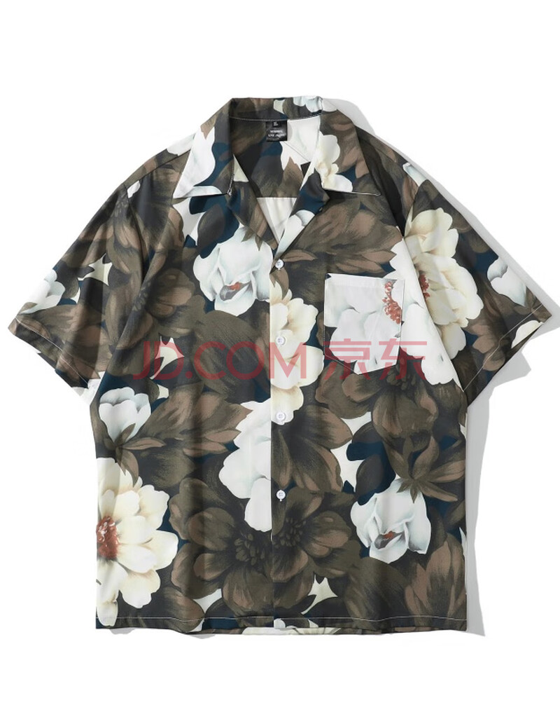 古巴领衬衫男日系复古油画满印花男女港风宽松痞帅古巴领衬衣 ux603 l