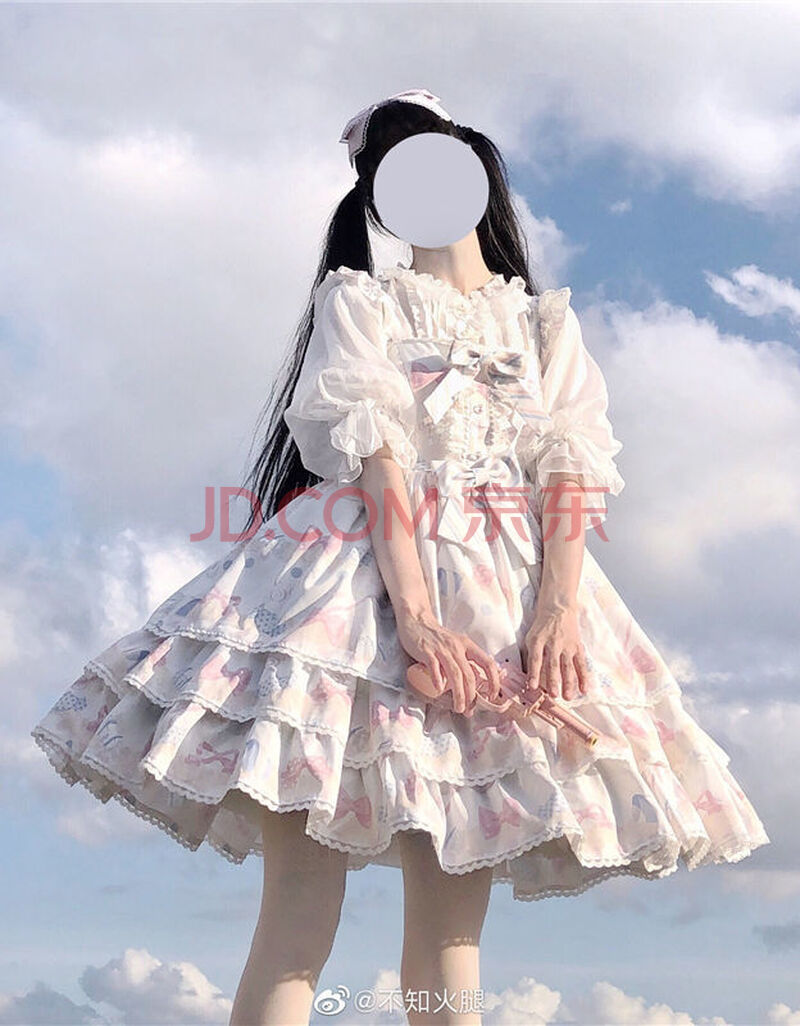 【拼续】全款 印花lolita可爱印花三层摆连衣裙jsk洛丽塔层叠吊带