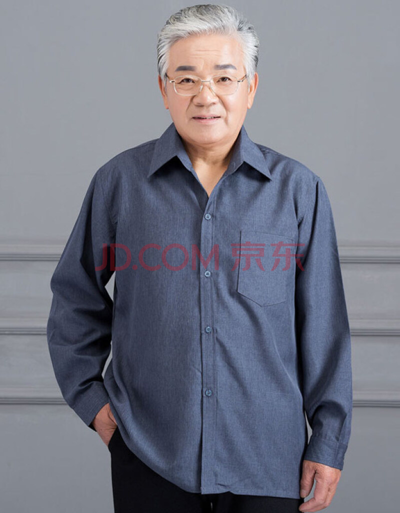 老年衣服男70岁老年人衣服男80岁爷夏季衣服男长袖中老年衬衫老爸爸