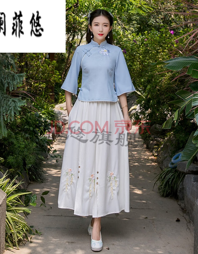 风禅茶服女装唐装夏文艺学生装班服茶艺服装女复古风改良汉服日常装
