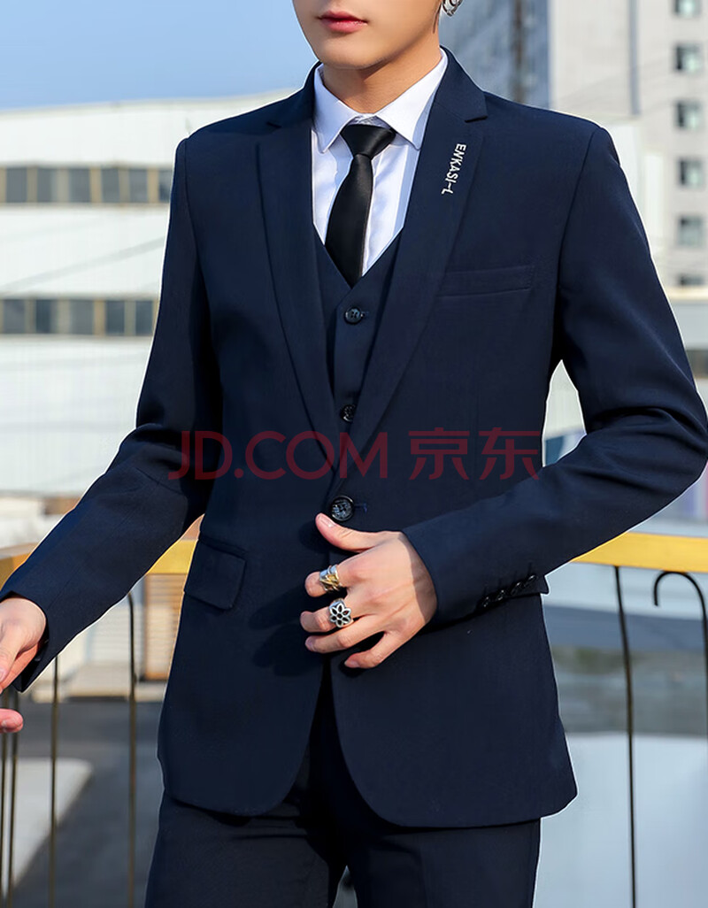 男商务正装三件套修身职业韩版风小西装新郎结婚礼服中学生毕业礼演讲