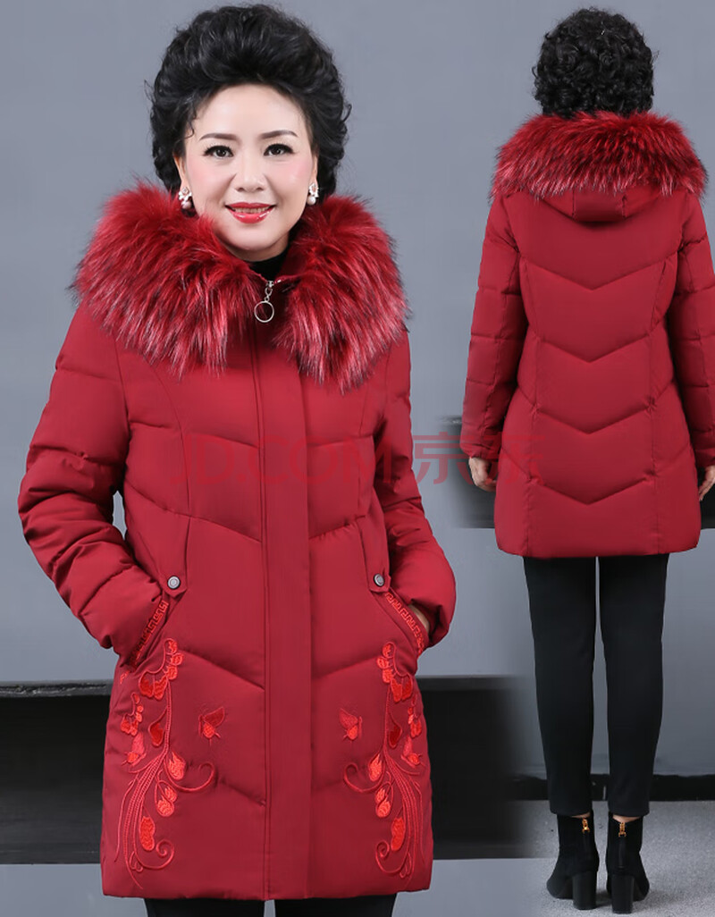 中年棉衣女 加绒喜庆婚宴妈妈穿的棉服衣服中年女人参加女儿结婚礼服
