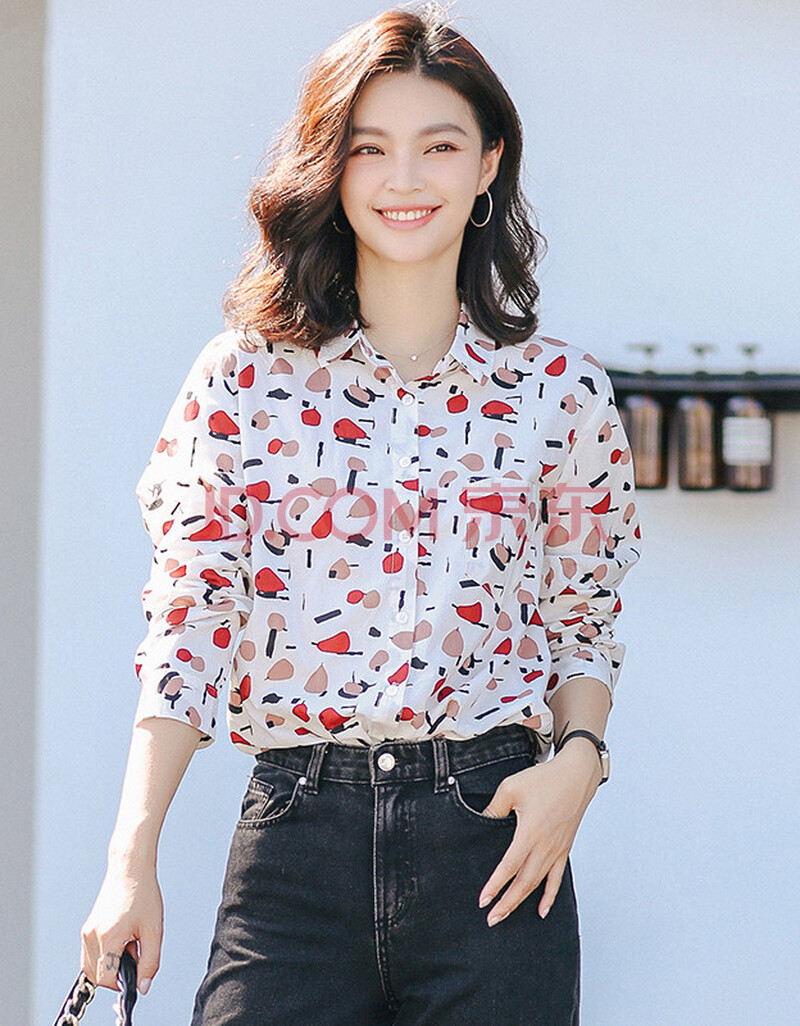 花衬衫女复古港味风新款休闲宽松ins碎花印花衬衫女长袖chic春季衬衣