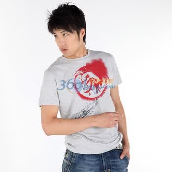 DIESEL 迪赛 男士圆领T恤 人头logo款 zn 8034096584XXX款 浅灰色 M