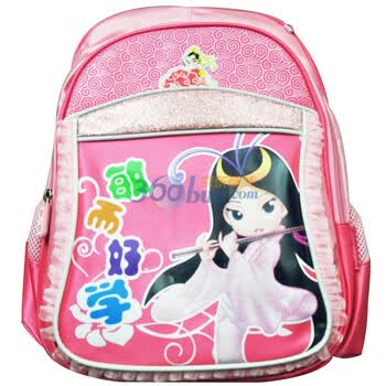 孔子书包卡通系列涤纶双肩背包中国风K208A粉色小学生书包
