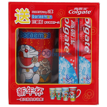 高露洁冰爽薄荷120g双支装牙膏送多啦A梦陶瓷杯