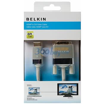 贝尔金（BELKIN）AV22401qe06-WHT HDMI转DVI-D连接线 白色 1.8米