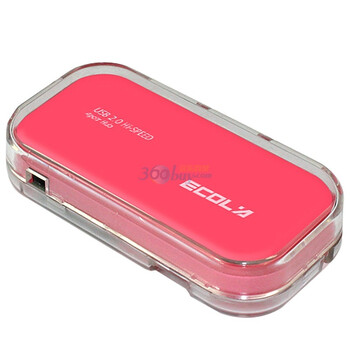 宜客莱（ECOLA）USB-HUB04PK Mego系列水晶多彩4口USB集线器 淡雅粉（赠1米USB延长线）