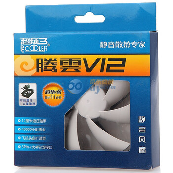 超频三（pccooler）腾云V12 白色超静音机箱风扇