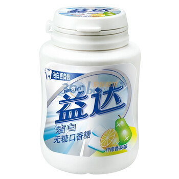 益达木糖醇无糖口香糖洁白柠檬香梨味40粒瓶装56g