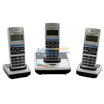 阿尔卡特(ALCATEL)T500++ 2.4G数字无绳电话三子机套装（银色）