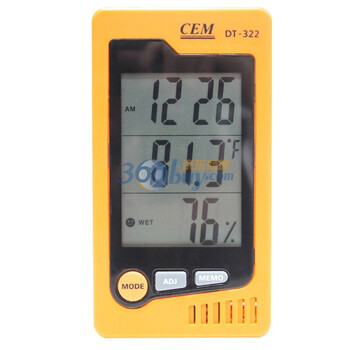 CEM华盛昌DT-322多功能室内温湿度计 温湿度台式表 具有定时闹钟功能
