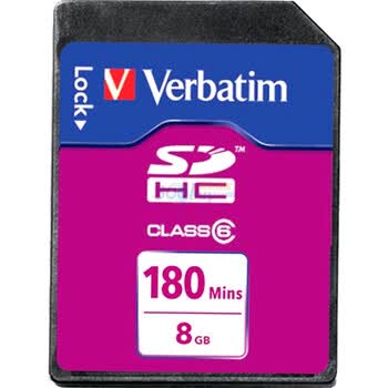威宝（Verbatim)极速HD Video SDHC 180分钟高清存储卡8GB Class6