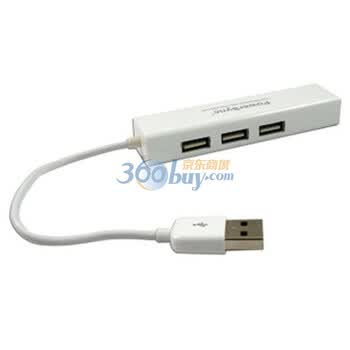 包尔星克(PowerSync) HUNT-100 USB网卡（带3口集线器功能）白色