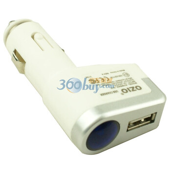 奥舒尔 800MA/1500MA 可调节枪形车载充电器 三合一伸缩线 EC13