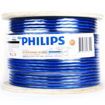 飞利浦（PHILIPS）家装工程高速宽带无氧铜双屏蔽六类网络线（卷线）SWA1947/93 200米