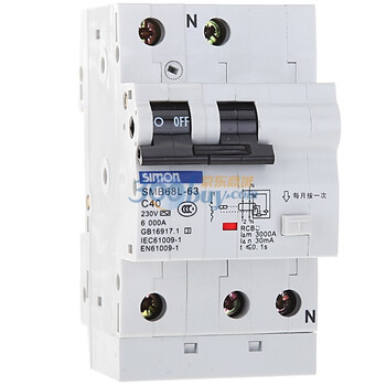 西蒙（SIMON）SMB68L-63C40/1N 68系列1NC40电子式漏电断路器 （乳白色）