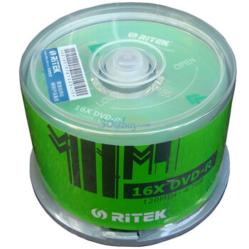 铼德（Ritek）DVD-R 16X 4.7G 专业版系列 桶装50片 刻录盘