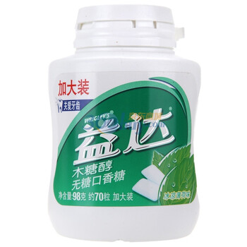 益达木糖醇无糖口香糖冰凉薄荷味70粒瓶装98g