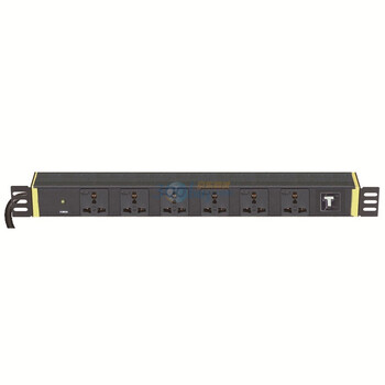 突破07N01ES-0505 PDU机柜插座6个10A万用孔带电流指示灯带三米2.5平方电源线带插头