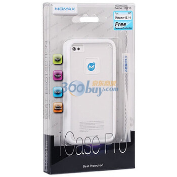 摩米士（MOMAX）IPHONE 4S/IPHONE 4软硬双色保护套 实白色边+透明底 附送摩米士原厂保护膜
