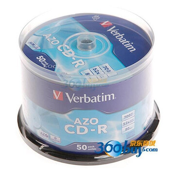 威宝（verbatim）CD-R 52速 700M 国产 全球包装 蓝釉 AZO染料 桶装50片 刻录盘(62506)