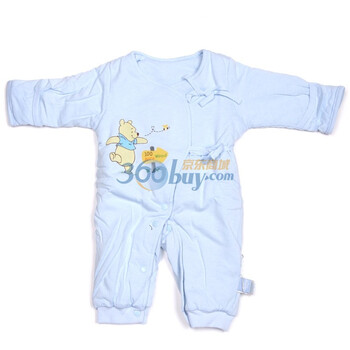 Disneybaby迪士尼宝宝丛林聚会铺棉系带哈衣蓝色811407（66/48）