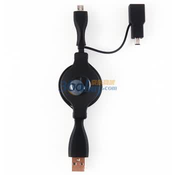 包尔星克(PowerSync）UAMB8-08R Micro USB传输充电两用易拉线 0.8米（送迷你8PIN转接头）