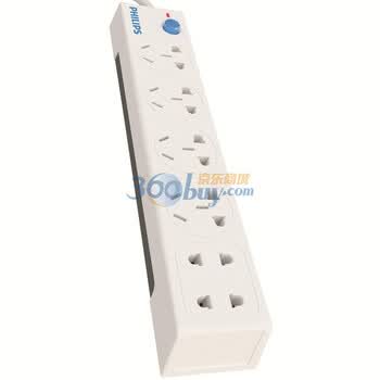 飞利浦（Philips） SPS1620A/93 新国际 一体芯结构过载保护六位总控插座 1.8米 白色