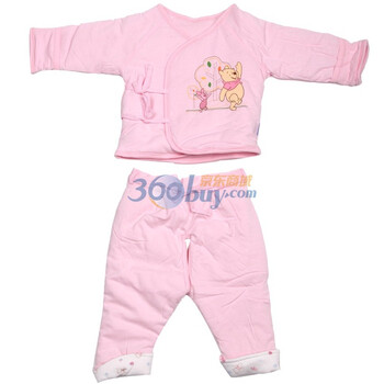 Disneybaby迪士尼宝宝丛林聚会铺棉斜襟系带套装粉色811410（59/44）