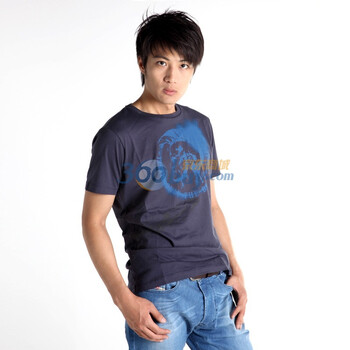 DIESEL 迪赛 男士圆领T恤 人头logo款 zn 80340965845XX款 蓝黑色 XXL