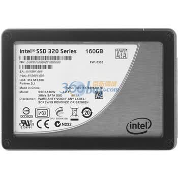 英特尔（Intel）320系列 160G 固态硬盘（SSDSA2CW160G3K5）彩盒包装