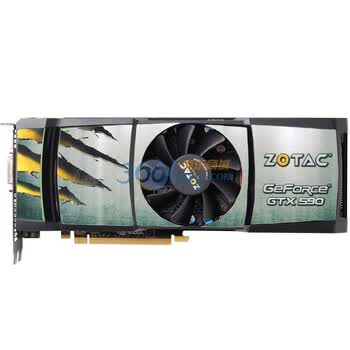 索泰（ZOTAC)GTX590极速版HA 607/3414 1536M*2/384bit*2 GDDR5 PCI-E 显卡
