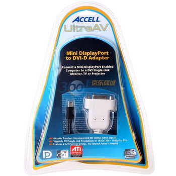 ACCELL（ACCELL） B087B-004B-CN UltraAV Mini DisplayPort 对 DVI-D 适配器 白色