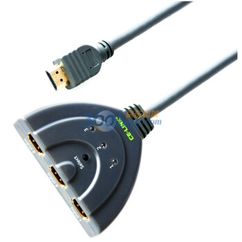 CE-LINK HDMI 3X1切换器 HDMI三进一出切换器 1080P分辨率 深灰色