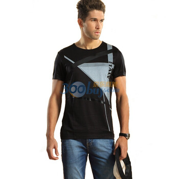 浪氏威尔lansiwear2012男装短袖个性风格设计高品位短袖T恤英伦修身LSAKT0025 黑色 54