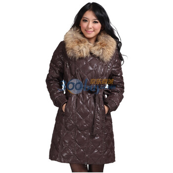 威丝曼WSM 玩味几何 菱形压线 长款羽绒服 TD150016 啡色 XL