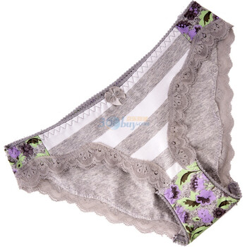 Cotton RepubLic 棉花共和国 宽边蕾丝 双面伊娃 女式三角内裤 51113024 浅灰色 XL