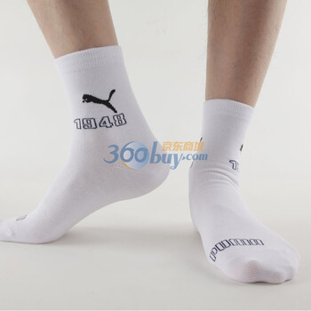 PUMA 彪马 男士提花休闲 短款袜子 精梳棉 黑色 25-27cm
