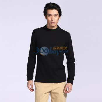 IZOD 秋季新品纯棉小立领长袖男士商务T恤 1061914105200黑色系XL(180/98A)
