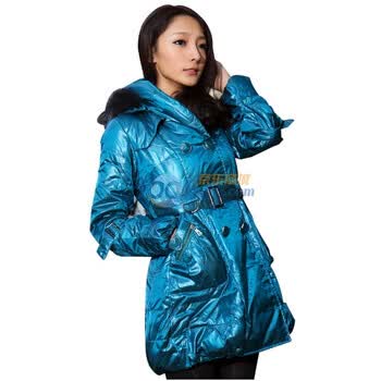 薇薇花开 炫丽魅族 倾心魅力马海毛领羽绒服WT03091010B1013 蓝色 L