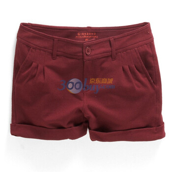 Giordano佐丹奴 短裤 女折脚透气针织短裤 01400408 桔红色 M