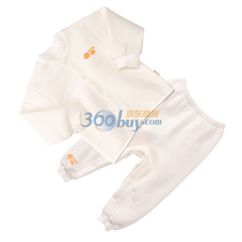 贝贝怡（bornbay） BB105-516 宝宝服 前开扣上衣全开扣开裆裤保暖套装 米白 90码