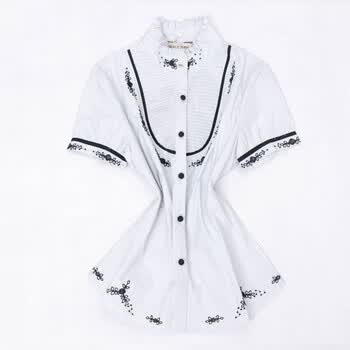 乔伊思 2011新款 韩版女装 夏装 短袖多色衬衫 女 9939 灰色 XL