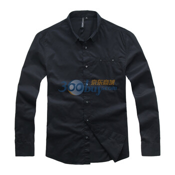 GLM男装2011秋季新款经典纯色简约修身棉质长袖衬衫054011011 黑色 XL