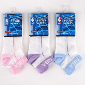NBA精梳棉女士运动袜B059杂色3双装 尺码22-24cm 均码