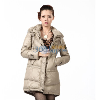 2011新款 冰洁羽绒服 女式休闲中长款 BG11140 米色 185/104A(XXXL)