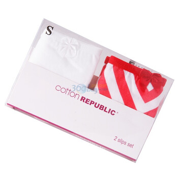 Cotton RepubLic 棉花共和国 两条装 海军条纹 女式内裤 51113012 白色/红色 L