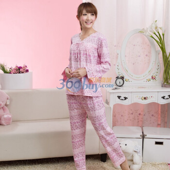 荻嘉茂 秋冬新款 时尚纯棉家居服套装 1419 粉红 XL